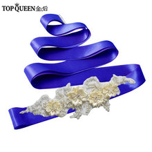 TOPQUEEN S346 Wedding Sash Pretty Crystal Beads Pearl  Embroidered Belt Wedding Belts  with Flower Bridal Sash Fabric Flower - Ur World Services