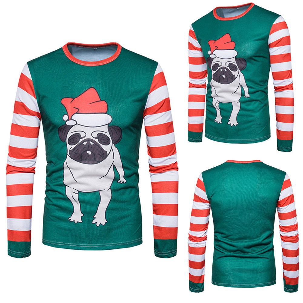 Men Autumn Winter Xmas Christmas PrintingTop Men's Long-sleeved T-shirt Blouse - Ur World Services