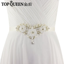 TOPQUEEN S354 Wedding Bridal Belt Sashes High Quality Pearls Handmade Lace fabric flower applique Women Accessory Bride Belt - Ur World Services