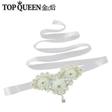 TOPQUEEN S354 Wedding Bridal Belt Sashes High Quality Pearls Handmade Lace fabric flower applique Women Accessory Bride Belt - Ur World Services