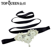 TOPQUEEN S354 Wedding Bridal Belt Sashes High Quality Pearls Handmade Lace fabric flower applique Women Accessory Bride Belt - Ur World Services