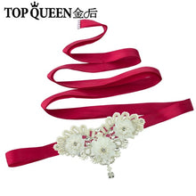 TOPQUEEN S354 Wedding Bridal Belt Sashes High Quality Pearls Handmade Lace fabric flower applique Women Accessory Bride Belt - Ur World Services