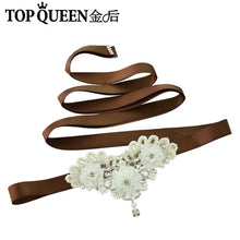 TOPQUEEN S354 Wedding Bridal Belt Sashes High Quality Pearls Handmade Lace fabric flower applique Women Accessory Bride Belt - Ur World Services