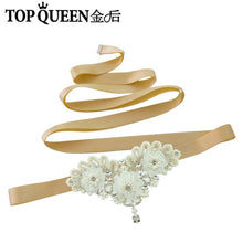 TOPQUEEN S354 Wedding Bridal Belt Sashes High Quality Pearls Handmade Lace fabric flower applique Women Accessory Bride Belt - Ur World Services