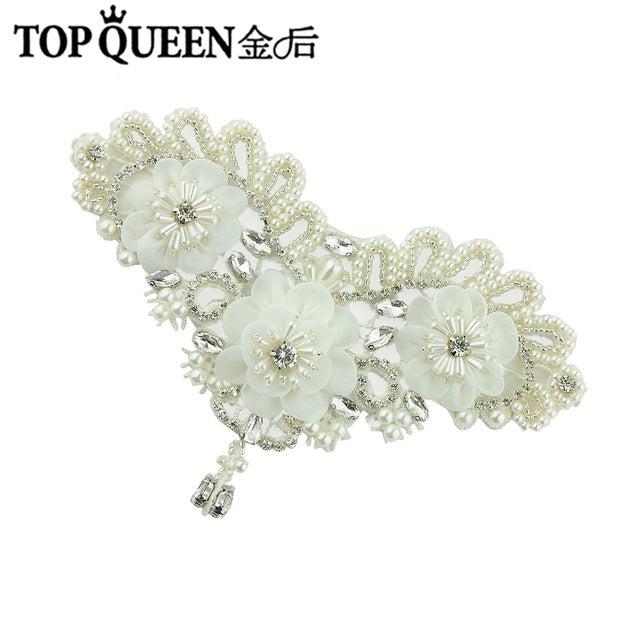 TOPQUEEN S354 Wedding Bridal Belt Sashes High Quality Pearls Handmade Lace fabric flower applique Women Accessory Bride Belt - Ur World Services