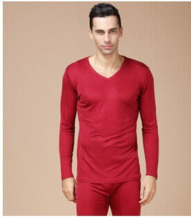 100% mulberry silk Men's silk knitting thickening thermal underwear suit Double sided ribbon and fabrics - Ur World Services 