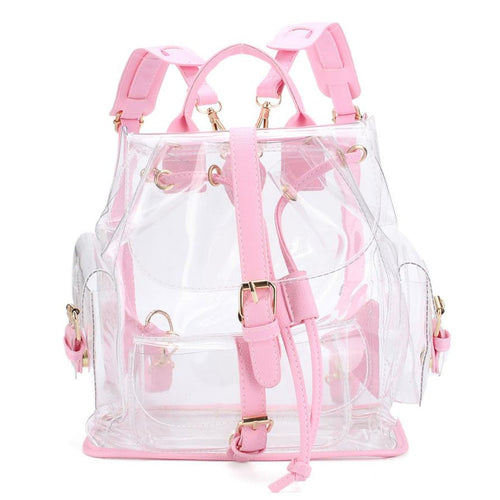 Xiniu Women's Backpack Clear Plastic See Through Security Transparent Backpack Bag Ladies Travel Bag #GHYW - Ur World Services 