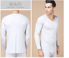 100% mulberry silk Men's silk knitting thickening thermal underwear suit Double sided ribbon and fabrics - Ur World Services 