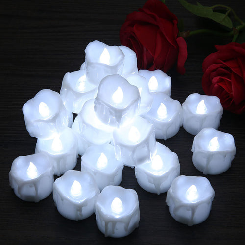 Flameless White Flicker Candle Electronic Drop Tear Tealight Bougie Lamp For Romance Indoors Gifts Wedding Party Holiday Decor - Ur World Services 