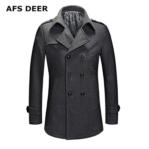 2017 Hot Sale Slim Fit Trench Coat Men Tops Autumn Style Double Breasted Trench Coat High Quality Woolen Cloth Fabric Long Mens - Ur World Services 