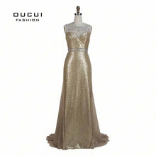 Real Photos Long Elegant Prom Dresses Sequins with Chiffon Fabric withe Tulle Beading Hand Make Long Evening Dress Gown OL102833 - Ur World Services 