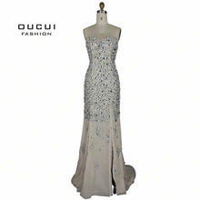 Real Photos Full CrystalTulle With Chiffon Fabric Handmade High End Production Long Evening Dress  vestidos para festa OL102365 - Ur World Services 