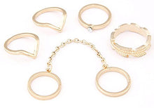 Fashion Women Gold Heart Joint Knuckle Nail Ring Set of Six Rings New - Ur World Services 