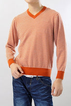 Cashmere sweater Men's pullover Fashion style Green Orange stripe Natural fabric High quality Stock clearance Free shipping - Ur World Services 