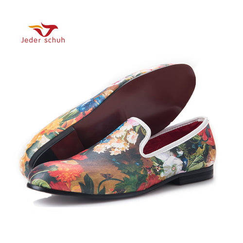 Tropical rain forest flower pattern loafers men driving shoes beach leisure style flats men - Ur World Services 