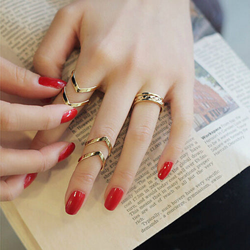 Fashion Geometry 3Pcs/Set Fashion Design Stack Above Knuckle Nail Ring GD - Ur World Services 