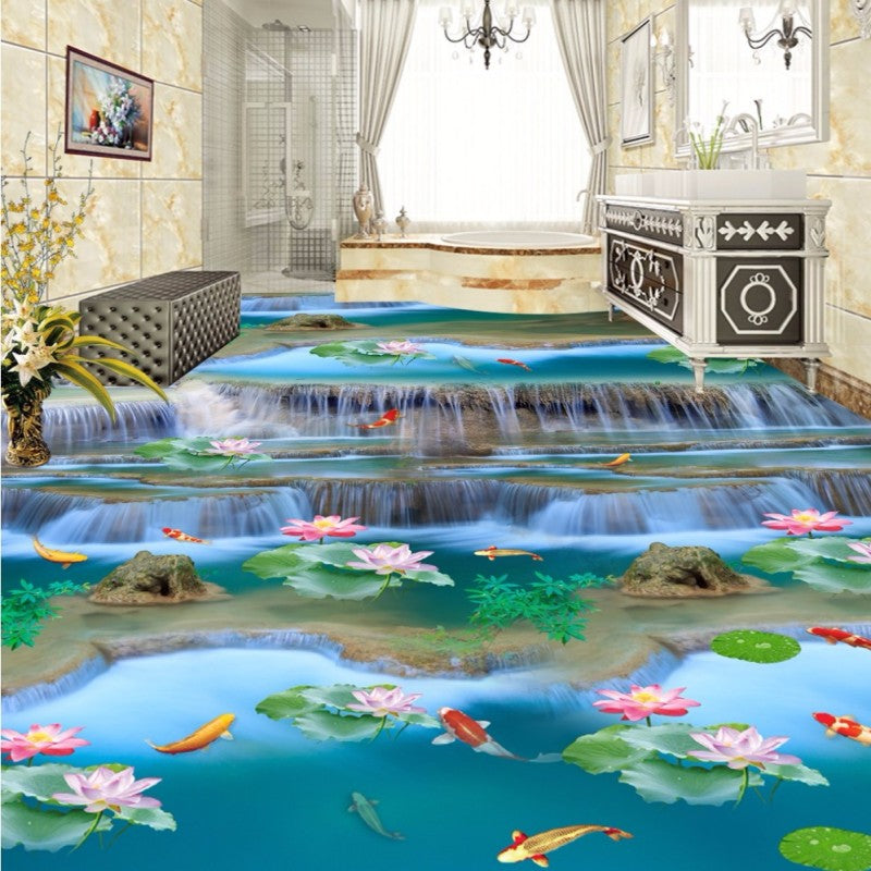 Free Shipping Flowing WaterFalls River 3D  wallpaper mural - Ur World Services 