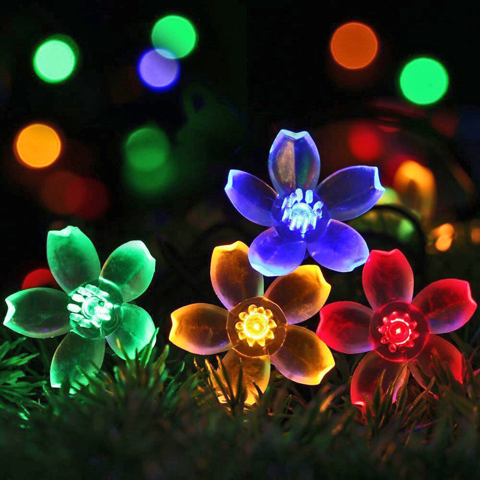 5m Solar RGB LED String Lamp Peach Flower Waterproof Fairy Lights for Christmas Wedding Party Indoor Garden Outdoor Decoration - Ur World Services 