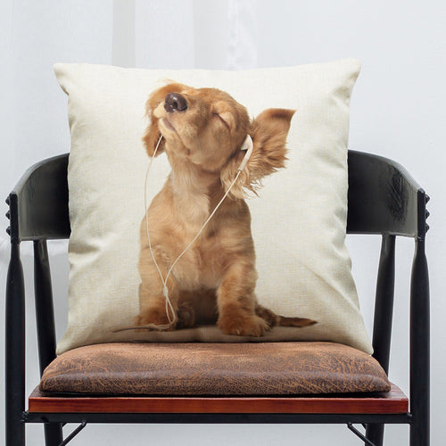 Pet Dog Animal Cotton Linen Throw Pillow Case Cushion Cover Home Decor - Ur World Services 