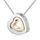 1PC Fashion Double Heart Crystal Rhinestone Eternal Love Silver Necklace - Ur World Services 