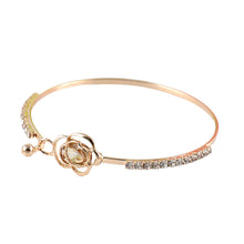 Elegant Women's Crystal Rose Flower Bangle Cuff Bracelet Jewelry Gold - Ur World Services 