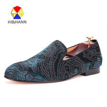 2017 new arrival Handmade men blue velvet shoes with Paisley printing Wedding and Party men luxurious loafers male's flats - Ur World Services 