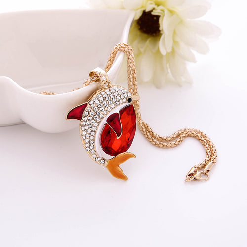 Fashion Women Charm Bridal Engagement Crystal Rhinestone Cute Pendant Sweater Necklace - Ur World Services 