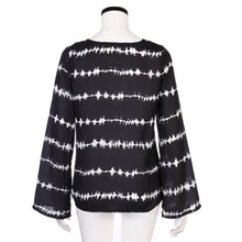 Women Loose Long Sleeve Shirt Stripe Tops Overlapping Chiffon Casual Blouse - Ur World Services 