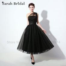 Real Photos Tulle Fabric Black Prom Dresses Tea-Length Handwork Short Homecoming Dresses Evening Elegant vestidos de festa SD337 - Ur World Services 