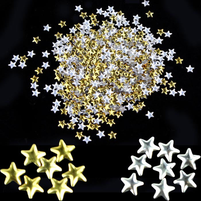 Nail Art 250 Pieces Gold Silver 5mm Star Metal Studs for Nails Phone Decoration - Ur World Services 