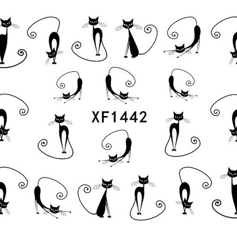 Cat Water Transfer Slide Decal Sticker Nail Art Tips To Decor XF1442 - Ur World Services 