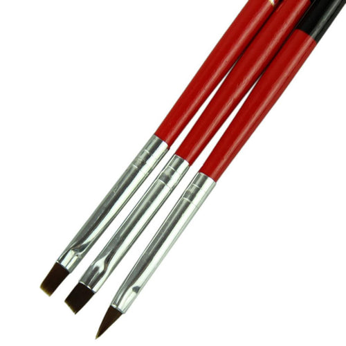 3pcs/lot Red Soft and Professional Pen Nail Art Brushes Tool Set - Ur World Services 