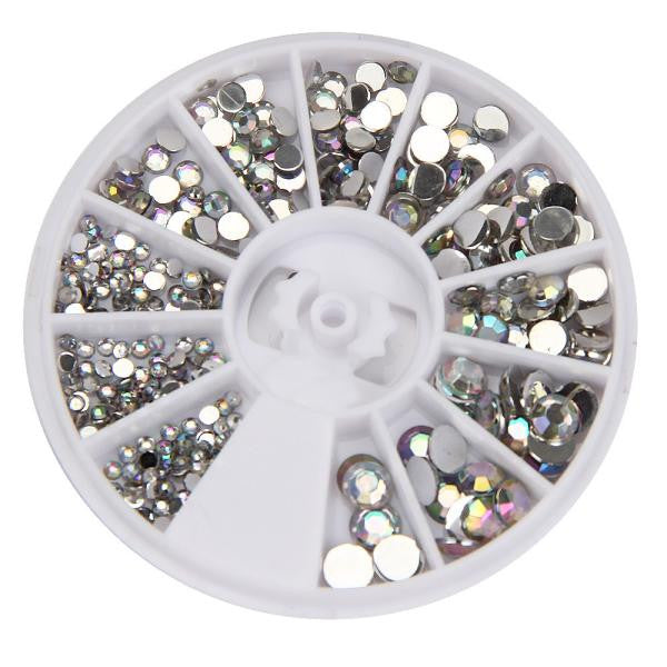 Round 3D Acrylic Nail Art Gems Crystal Rhinestones DIY Decoration Wheel - Ur World Services 