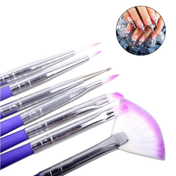 Luxury 7 Nail Art Design Brushes Set Painting Pen Polish Tips - Ur World Services 