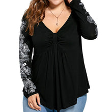 Plus Size Summer Lady Flowers Womens Long Sleeve T-shirt Casual Top Blouse - Ur World Services 