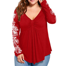 Plus Size Summer Lady Flowers Womens Long Sleeve T-shirt Casual Top Blouse - Ur World Services 