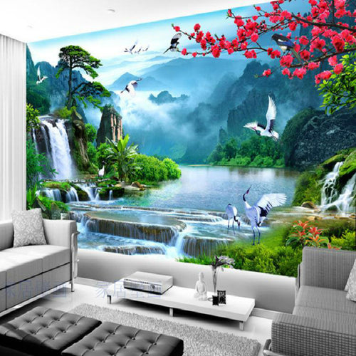 large mural welcoming song living room TV backdrop wallpaper landscape Chinese - Ur World Services 