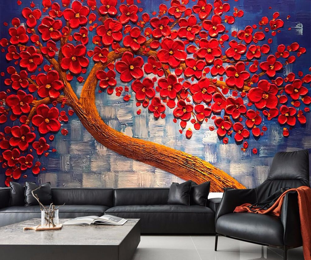 Beibehang Custom Wallpaper Home Decorative Murals Red Flowers - Ur World Services 