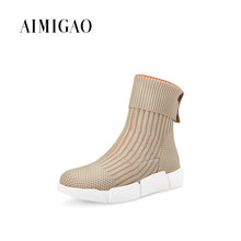 AIMIGAO Women Knitting Woolen casual ankle boots shoes comfortable 2017 autumn winter new fashion elastic female socks boots - Ur World Services 