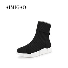 AIMIGAO Women Knitting Woolen casual ankle boots shoes comfortable 2017 autumn winter new fashion elastic female socks boots - Ur World Services 