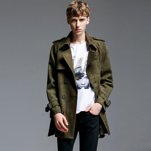 Hot High quality army green Autumn and Winter New Brand Men Turn-down Collar Slim Outerwear Mens Suede Fabric Plus Size jackets - Ur World Services 