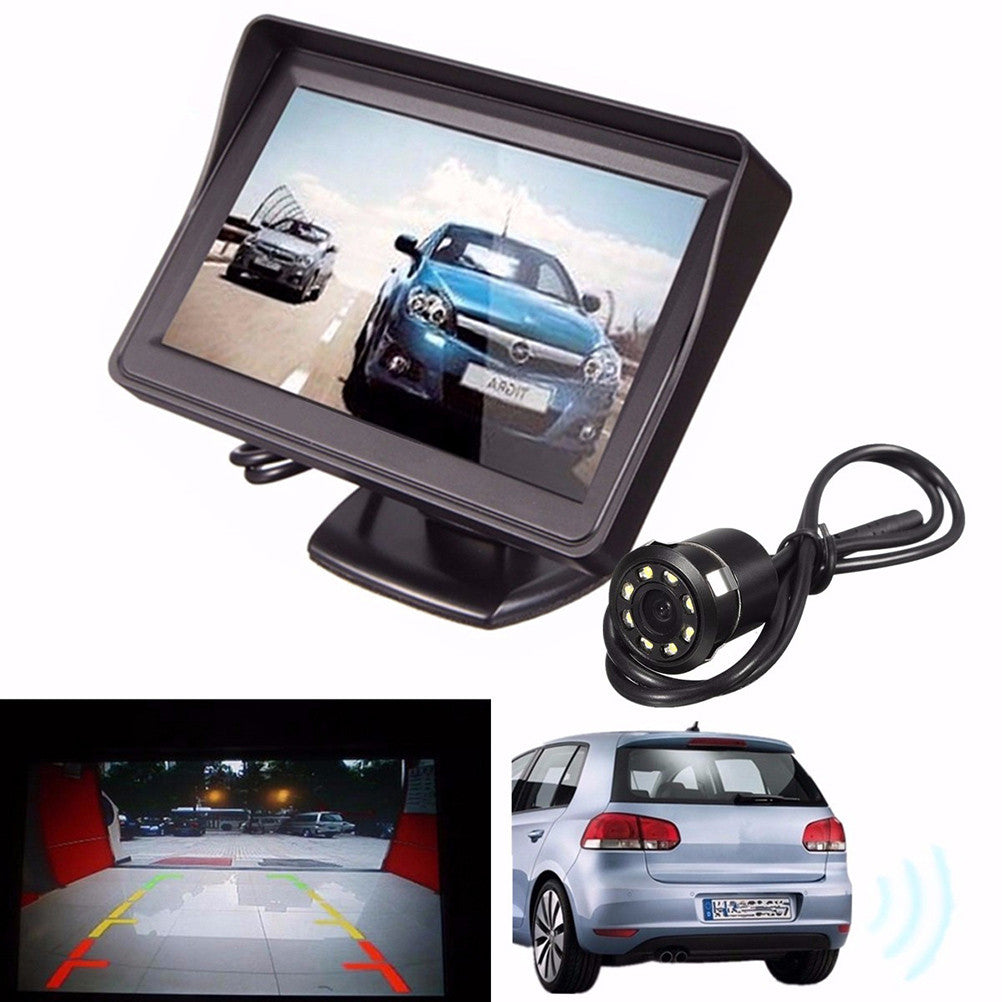 4.3 Inch TFT LCD Monitor Car Rear View System Reverse Night Vision Backup Camera Kit - Ur World Services 