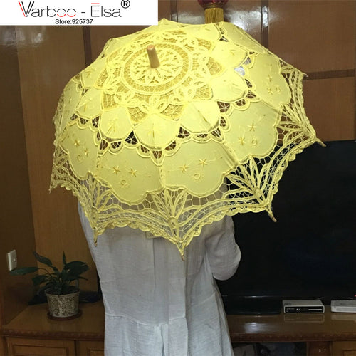 New Arrival Umbrella Wedding Fashion Lace Fabric Wood Handle Sun Lace Umbrella Vintage Bridal Bridesmaid Party Decoracion Boda - Ur World Services 