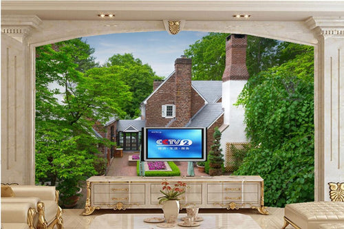 Large murals,Houses Fountains Mansion Design Trees Cities wallpapers,living room sofa TV wall bedroom wallpaper papel de parede - Ur World Services 