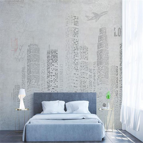 custom modren 3d wallpaper stereo effect simple hand painting sketch mansion background wall mural for living room bedroom decor - Ur World Services 