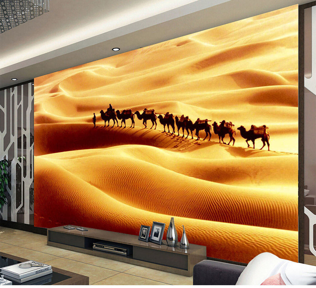 Shinehome-Large Nature Wallpaper for 3 d Living Room Wall Silk Road Camel Desert Oasis Covering Papel De Parede Bedroom Decor - Ur World Services 