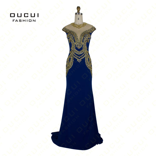 Real Photos Long Elegant Prom Dresses Jersey Fabric Beading Hand Make Long Evening Dress Party OL102775 - Ur World Services 