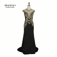 Real Photos Long Elegant Prom Dresses Jersey Fabric Beading Hand Make Long Evening Dress Party OL102775 - Ur World Services 