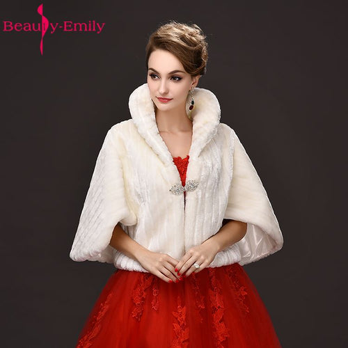 Beauty White Accessories Wedding Wraps Shawl Cloak Cape Jacket Bridal Bolero Winter Wraps Coat Stole Faux Fur Fabric For Brides - Ur World Services 