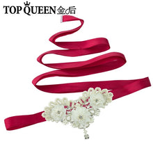 TOPQUEEN S354 Wedding Bridal Belt Sashes High Quality Pearls Handmade Lace fabric flower applique Women Accessory Bride Belt - Ur World Services 